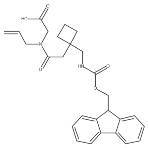 2-(2-{1-[({[(9H-fluoren-9-yl)methoxy]carbonyl}amino)methyl]cyclobutyl}-N-(prop-2-en-1-yl)acetamido)acetic acid结构式