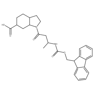 1-[3-({[(9H-fluoren-9-yl)methoxy]carbonyl}amino)butanoyl]-octahydro-1H-indole-6-carboxylic acid Structure