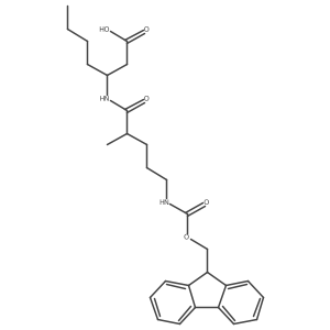 3-[5-({[(9H-fluoren-9-yl)methoxy]carbonyl}amino)-2-methylpentanamido]heptanoic acid结构式