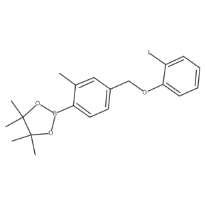 2-[4-[(2-Iodophenoxy)methyl]-2-methyl-phenyl]-4,4,5,5-tetramethyl-1,3,2-dioxaborolane Structure