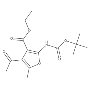 Ethyl 4-acetyl-2-{[(tert-butoxy)carbonyl]amino}-5-methylfuran-3-carboxylate结构式