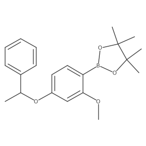 2-[2-methoxy-4-[(1S)-1-phenylethoxy]phenyl]-4,4,5,5-tetramethyl-1,3,2-dioxaborolane结构式