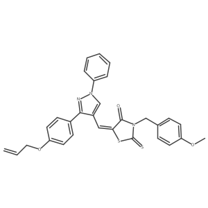 (5Z)-5-({3-[4-(Allyloxy)phenyl]-1-phenyl-1H-pyrazol-4-YL}methylene)-3-(4-methoxybenzyl)-2-thioxo-1,3-thiazolidin-4-one Structure
