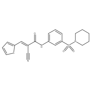 (Z)-2-Cyano-N-(3-piperidin-1-ylsulfonylphenyl)-3-thiophen-2-ylprop-2-enamide结构式