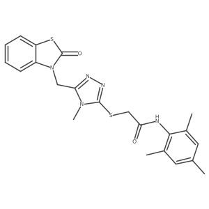 N-mesityl-2-((4-methyl-5-((2-oxobenzo[d]thiazol-3(2H)-yl)methyl)-4H-1,2,4-triazol-3-yl)thio)acetamide结构式