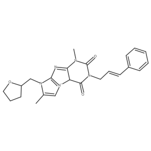4,7-dimethyl-6-(oxolan-2-ylmethyl)-2-[(E)-3-phenylprop-2-enyl]-9aH-purino[7,8-a]imidazol-9-ium-1,3-dione结构式