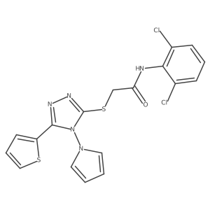 N-(2,6-dichlorophenyl)-2-{[4-(1H-pyrrol-1-yl)-5-(thiophen-2-yl)-4H-1,2,4-triazol-3-yl]sulfanyl}acetamide结构式