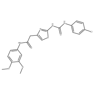 2-(2-(3-(4-chlorophenyl)ureido)thiazol-4-yl)-N-(3,4-dimethoxyphenyl)acetamide结构式