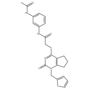 N-(3-acetamidophenyl)-2-((1-(furan-2-ylmethyl)-2-oxo-2,5,6,7-tetrahydro-1H-cyclopenta[d]pyrimidin-4-yl)thio)acetamide Structure