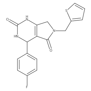 4-(4-fluorophenyl)-6-(thiophen-2-ylmethyl)-3,4,6,7-tetrahydro-1H-pyrrolo[3,4-d]pyrimidine-2,5-dione结构式