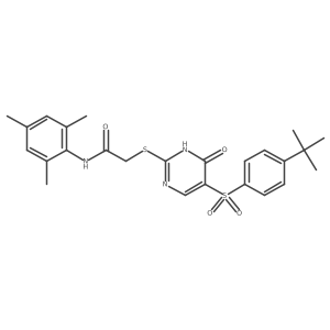 2-((5-((4-(tert-butyl)phenyl)sulfonyl)-6-oxo-1,6-dihydropyrimidin-2-yl)thio)-N-mesitylacetamide Structure