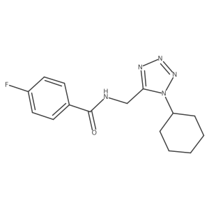N-((1-cyclohexyl-1H-tetrazol-5-yl)methyl)-4-fluorobenzamide结构式