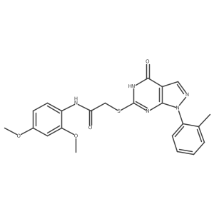 N-(2,4-dimethoxyphenyl)-2-((4-hydroxy-1-(o-tolyl)-1H-pyrazolo[3,4-d]pyrimidin-6-yl)thio)acetamide结构式