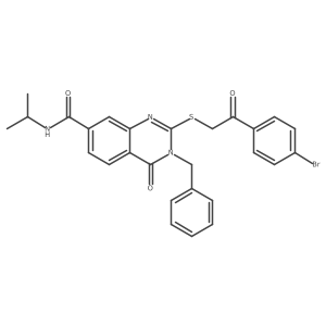 3-benzyl-2-((2-(4-bromophenyl)-2-oxoethyl)thio)-N-isopropyl-4-oxo-3,4-dihydroquinazoline-7-carboxamide Structure