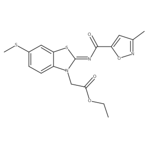 (Z)-ethyl 2-(2-((3-methylisoxazole-5-carbonyl)imino)-6-(methylthio)benzo[d]thiazol-3(2H)-yl)acetate Structure