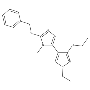 3-(benzylthio)-5-(3-ethoxy-1-ethyl-1H-pyrazol-4-yl)-4-methyl-4H-1,2,4-triazole结构式