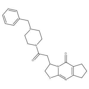 3-(2-(4-benzylpiperazin-1-yl)-2-oxoethyl)-2,3,7,8-tetrahydrocyclopenta[d]thiazolo[3,2-a]pyrimidin-5(6H)-one结构式