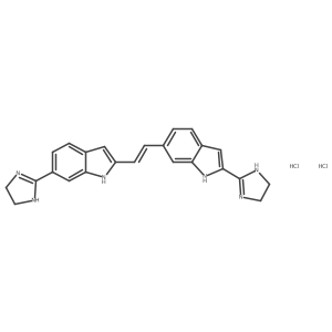 1h-Indole,2-(4,5-dihydro-1h-imidazol-2-yl)-6-[2-[6-(4,5-dihydro-1h-imidazol-2-yl)-1h-indol-2-yl]ethenyl]-,dihydrochloride,(e)- Structure