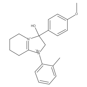 3-Hydroxy-3-(4-methoxyphenyl)-1-(o-tolyl)-2,3,5,6,7,8-hexahydroimidazo[1,2-a]pyridin-1-ium bromide Structure
