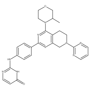 2-[[4-[5,6,7,8-Tetrahydro-4-[(3S)-3-methyl-4-morpholinyl]-7-(2-pyrimidinyl)pyrido[3,4-d]pyrimidin-2-yl]phenyl]amino]-4(3H)-pyrimidinone结构式