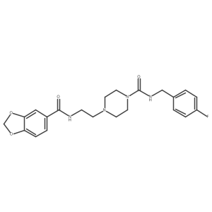 4-(2-(benzo[d][1,3]dioxole-5-carboxamido)ethyl)-N-(4-fluorobenzyl)piperazine-1-carboxamide结构式