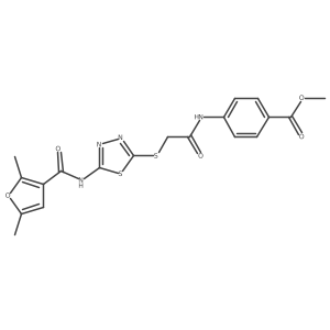 Methyl 4-(2-((5-(2,5-dimethylfuran-3-carboxamido)-1,3,4-thiadiazol-2-yl)thio)acetamido)benzoate结构式