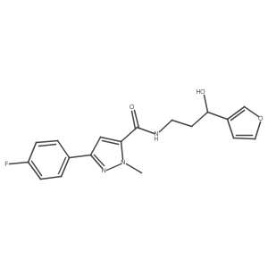 3-(4-fluorophenyl)-N-(3-(furan-3-yl)-3-hydroxypropyl)-1-methyl-1H-pyrazole-5-carboxamide结构式