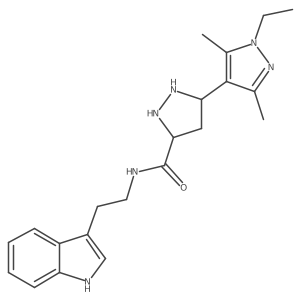 5-(1-ethyl-3,5-dimethylpyrazol-4-yl)-N-[2-(1H-indol-3-yl)ethyl]pyrazolidine-3-carboxamide Structure