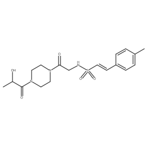 (E)-N-[2-[4-(2-Hydroxypropanoyl)piperazin-1-yl]-2-oxoethyl]-2-(4-methylphenyl)ethenesulfonamide结构式