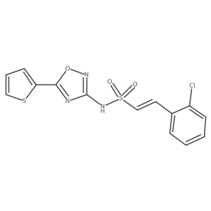 (E)-2-(2-Chlorophenyl)-N-(5-thiophen-2-yl-1,2,4-oxadiazol-3-yl)ethenesulfonamide Structure