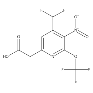 2-(4-(Difluoromethyl)-5-nitro-6-(trifluoromethoxy)pyridin-2-yl)acetic acid Structure