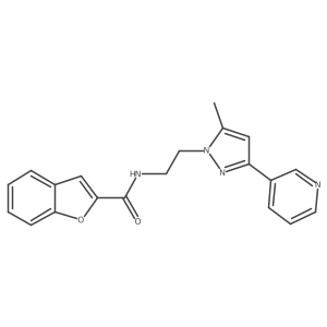 N-(2-(5-methyl-3-(pyridin-3-yl)-1H-pyrazol-1-yl)ethyl)benzofuran-2-carboxamide结构式