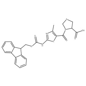 3-[2-({[(9H-fluoren-9-yl)methoxy]carbonyl}amino)-4-methyl-1,3-thiazole-5-carbonyl]-1,3-thiazolidine-4-carboxylic acid Structure