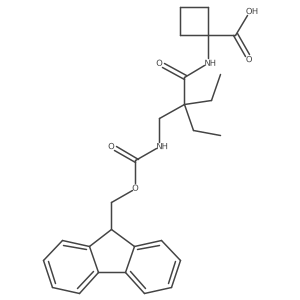 1-{2-ethyl-2-[({[(9H-fluoren-9-yl)methoxy]carbonyl}amino)methyl]butanamido}cyclobutane-1-carboxylic acid结构式