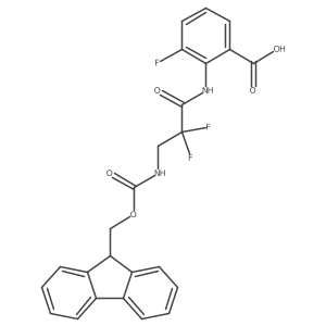 2-[3-({[(9H-fluoren-9-yl)methoxy]carbonyl}amino)-2,2-difluoropropanamido]-3-fluorobenzoic acid Structure