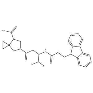 5-[3-({[(9H-fluoren-9-yl)methoxy]carbonyl}amino)-4,4-difluorobutanoyl]-5-azaspiro[2.4]heptane-7-carboxylic acid Structure