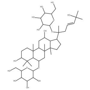(3I(2),6I(2),12I(2),23E)-3,12,25-Trihydroxydammar-23-ene-6,20-diyl bis-I(2)-D-glucopyranoside结构式