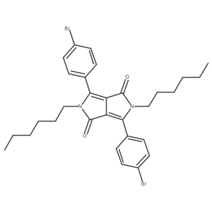 3,6-Bis(4-bromophenyl)-2,5-dihexyl-2,5-dihydropyrrolo[3,4-c]pyrrole-1,4-dione结构式