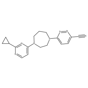 6-[4-(2-Cyclopropylpyrimidin-4-yl)-1,4-diazepan-1-yl]pyridazine-3-carbonitrile结构式