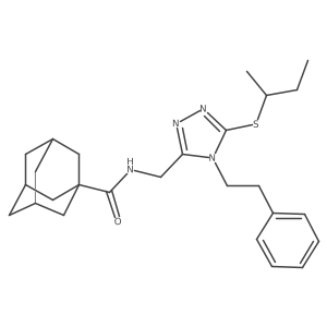 (1S,3s)-N-((5-(sec-butylthio)-4-phenethyl-4H-1,2,4-triazol-3-yl)methyl)adamantane-1-carboxamide结构式