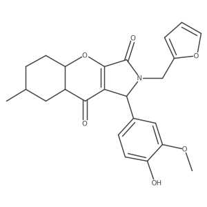 2-(furan-2-ylmethyl)-1-(4-hydroxy-3-methoxyphenyl)-7-methyl-4a,5,6,7,8,8a-hexahydro-1H-chromeno[2,3-c]pyrrole-3,9-dione Structure