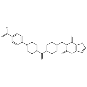 3-((4-(4-(4-nitrophenyl)piperazine-1-carbonyl)cyclohexyl)methyl)thieno[3,2-d]pyrimidine-2,4(1H,3H)-dione结构式