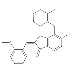 (2Z)-6-hydroxy-2-(2-methoxybenzylidene)-7-[(2-methylpiperidin-1-yl)methyl]-1-benzofuran-3(2H)-one Structure