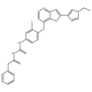 3-(4-{[2-(1-ethyl-1H-imidazol-4-yl)thieno[3,2-b]pyridin-7-yl]oxy}-3-fluorophenyl)-1-(2-phenylacetyl)thiourea结构式