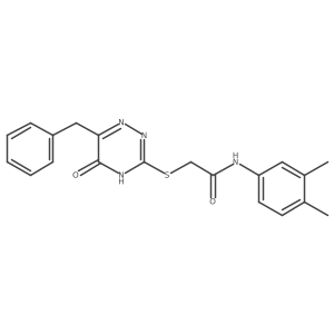 2-[(6-benzyl-5-oxo-4,5-dihydro-1,2,4-triazin-3-yl)sulfanyl]-N-(3,4-dimethylphenyl)acetamide Structure