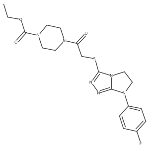 ethyl 4-(2-((7-(4-fluorophenyl)-6,7-dihydro-5H-imidazo[2,1-c][1,2,4]triazol-3-yl)thio)acetyl)piperazine-1-carboxylate结构式