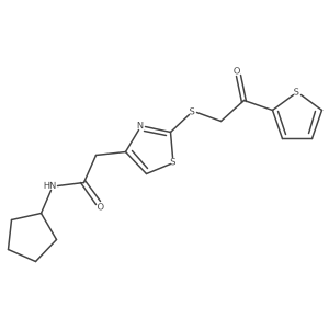 N-cyclopentyl-2-(2-((2-oxo-2-(thiophen-2-yl)ethyl)thio)thiazol-4-yl)acetamide结构式