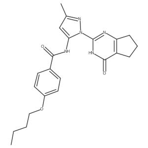 4-butoxy-N-(3-methyl-1-(4-oxo-4,5,6,7-tetrahydro-3H-cyclopenta[d]pyrimidin-2-yl)-1H-pyrazol-5-yl)benzamide Structure
