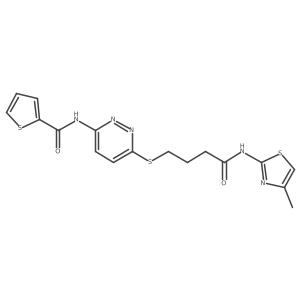 N-(6-((4-((4-methylthiazol-2-yl)amino)-4-oxobutyl)thio)pyridazin-3-yl)thiophene-2-carboxamide结构式