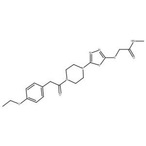 CCOc1ccc(CC(=O)N2CCN(c3nnc(SCC(=O)NC)s3)CC2)cc1结构式